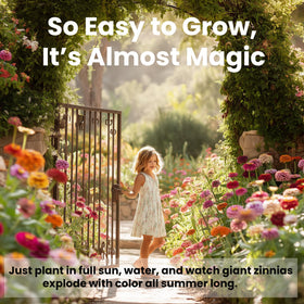 NatureZ Edge benarys-giant-zinnia-seed tall flower group ideal for garden focal points.