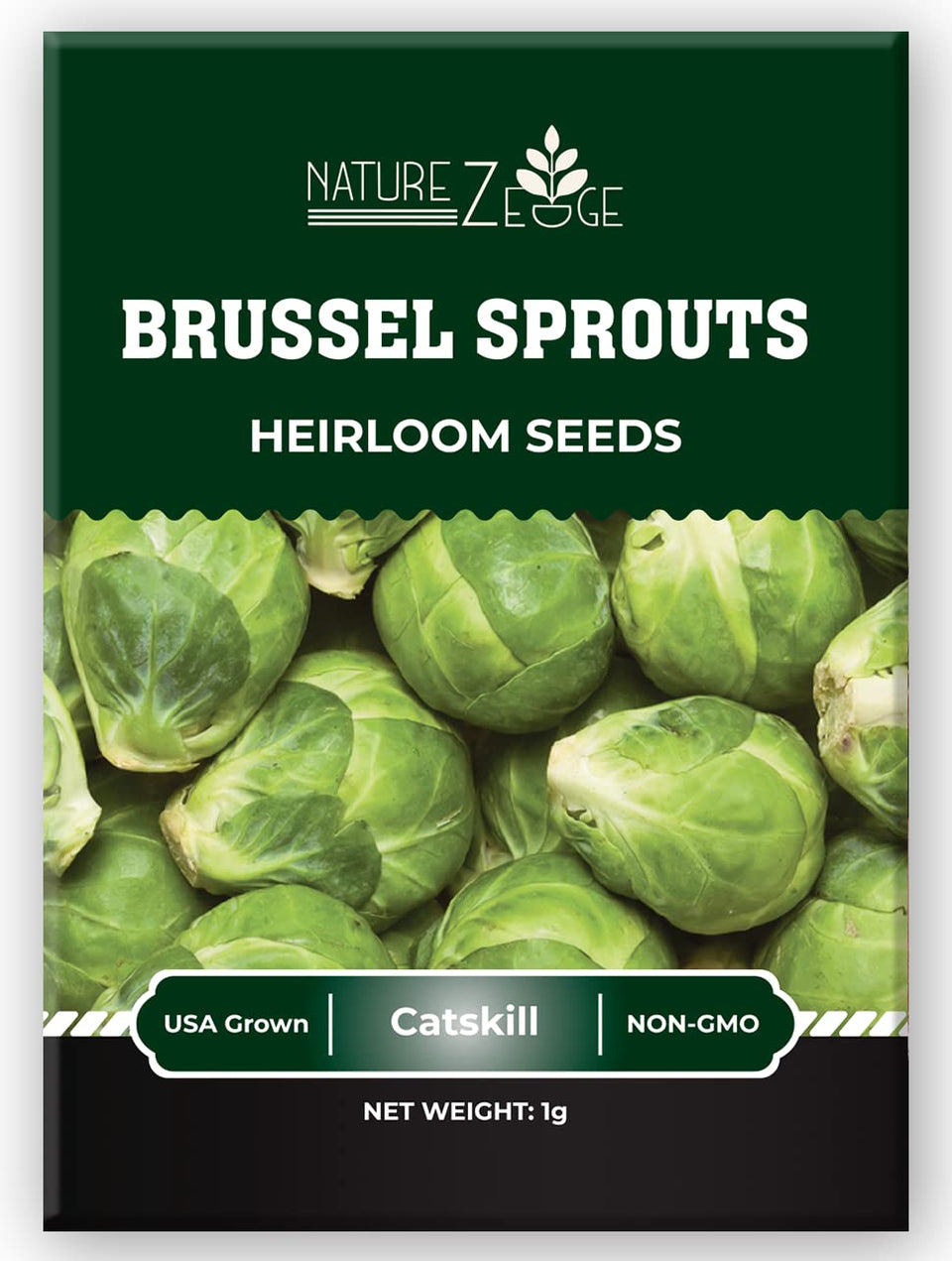 NatureZ Edge Brussel Sprouts Seeds Catskill seed packet ready for spring planting.