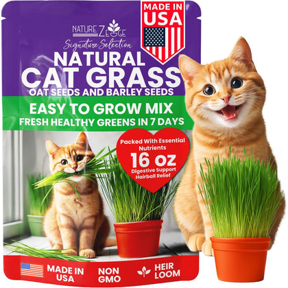 NatureZ Edge cat grass seeds in a 1lb bag for indoor cat greens.