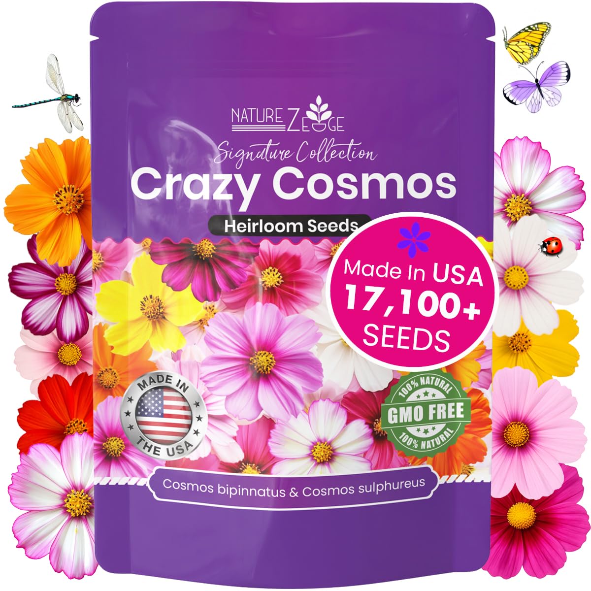 NatureZ Edge Crazy Cosmos seeds pack for vibrant border color