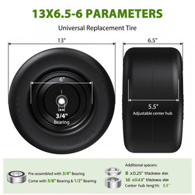 Natureza 2-pack lawn mower tires ready for easy bolt-on replacement.