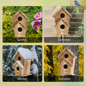 Natureylwl birdhouse 2-nesting-rooms supports two bird families