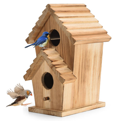 Natureylwl birdhouse outdoor-2hole inviting bluebirds and finches to nest