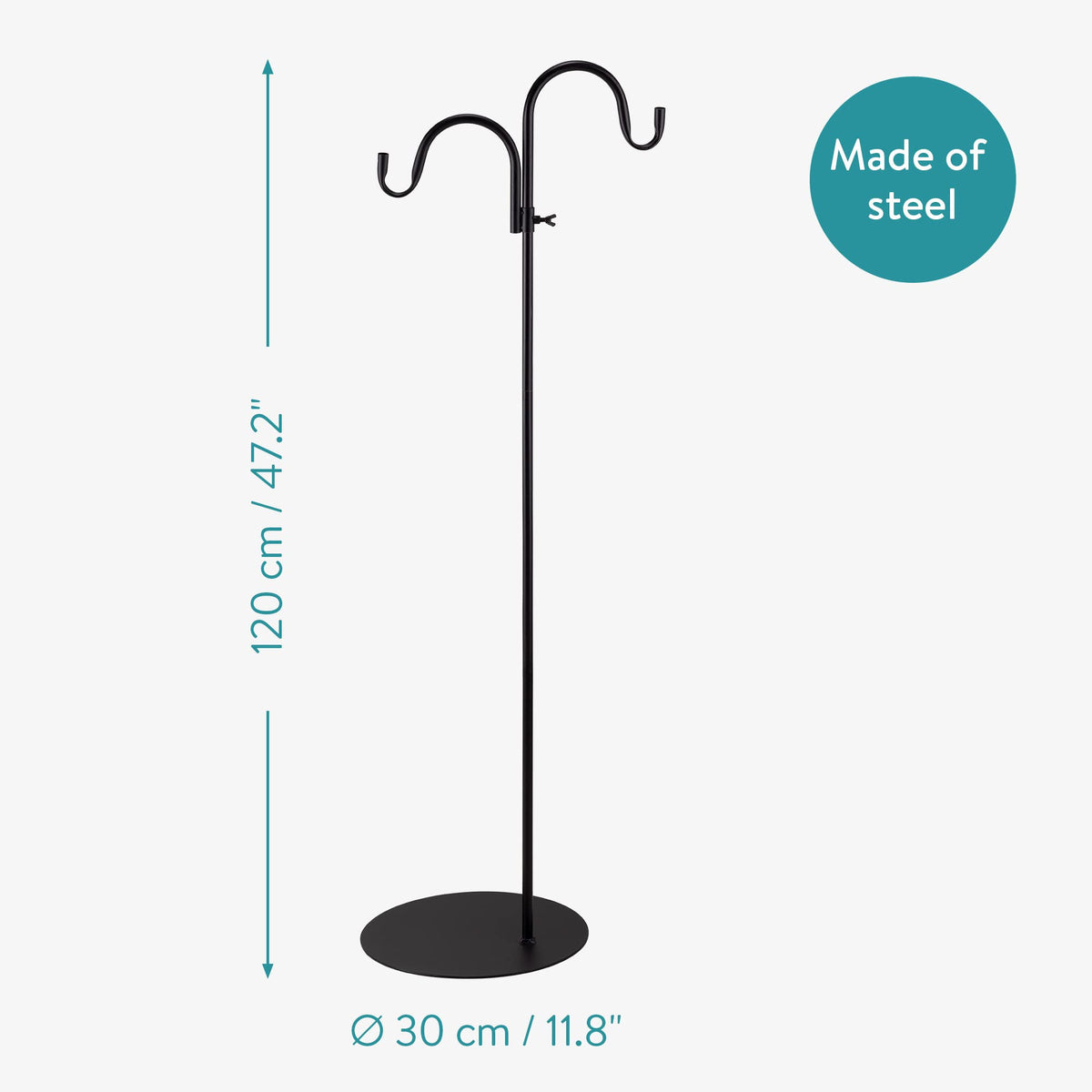 Navaris flat base provides stable patio or deck use.
