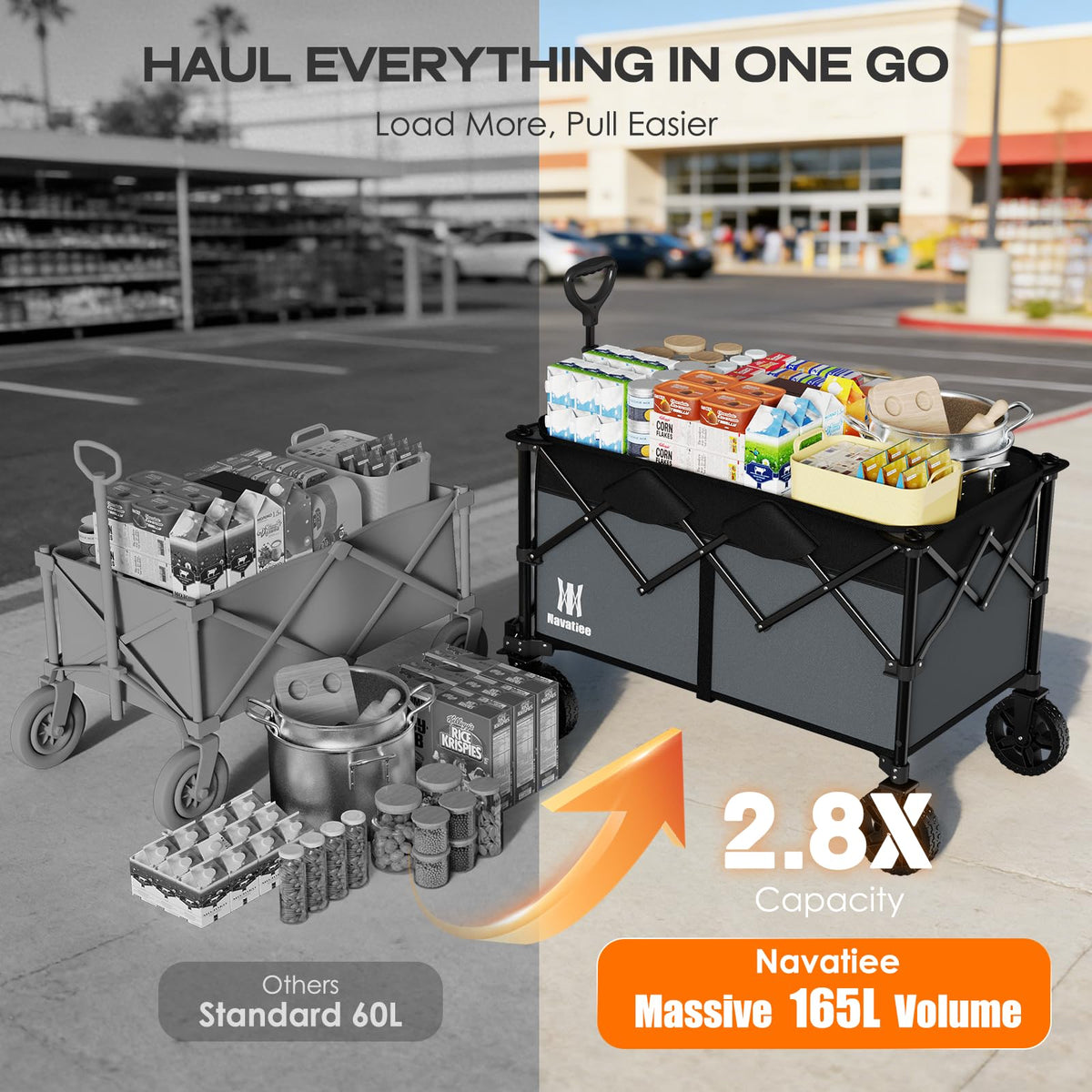 Navatiee wagon folded compactly for trunk storage and small spaces