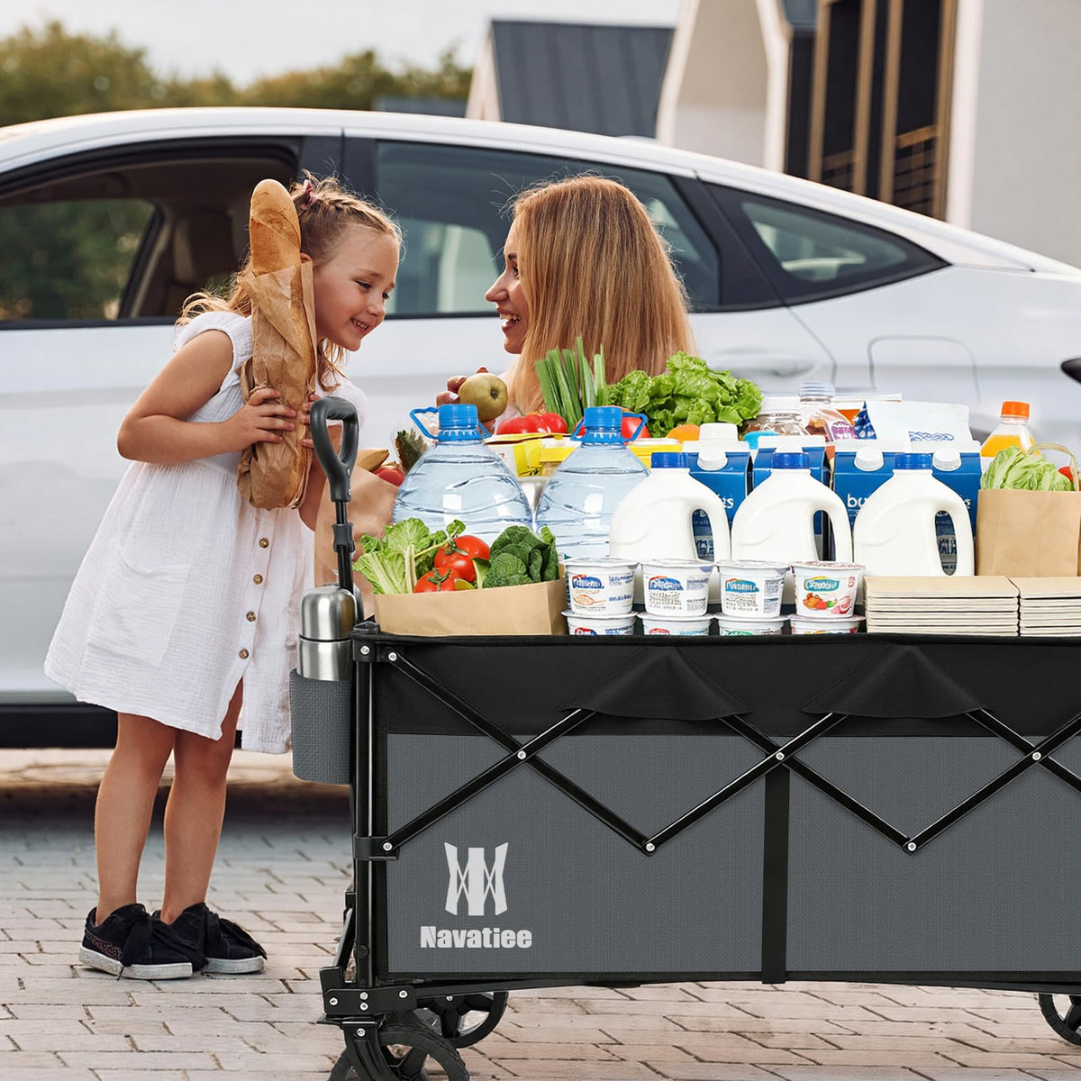 Navatiee wagon in use for groceries, camping, and beach trips