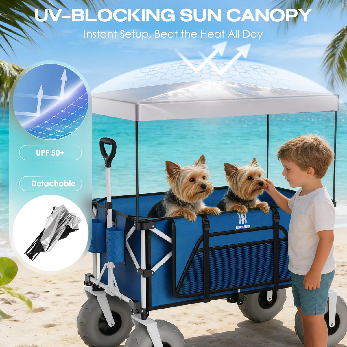 Navatiee Beach Wagon 200L interior capacity fits cooler and gear.
