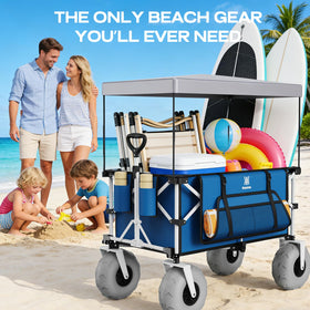 Navatiee Beach Wagon includes air pump for quick tire setup.