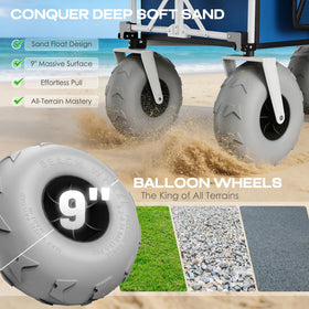 Navatiee Beach Wagon canopy and side pocket for shade and organized storage.