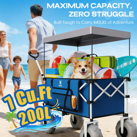 Navatiee Beach Wagon folds with one hand for quick trunk storage.