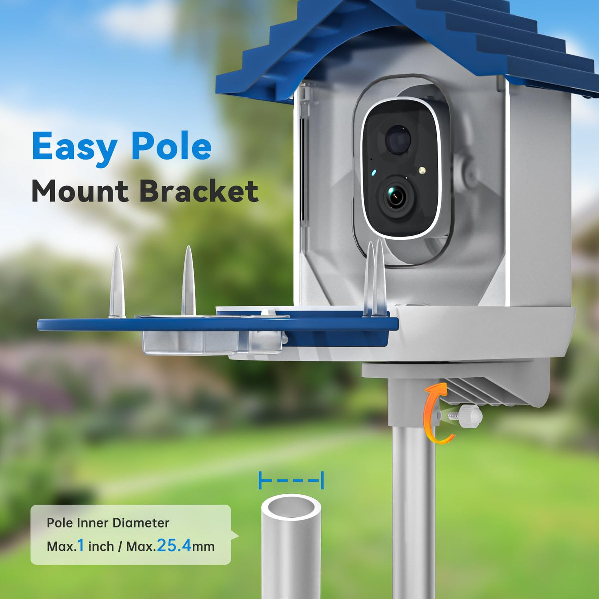 NAVFS 180° rotation enables flexible viewing angles for bird activity.