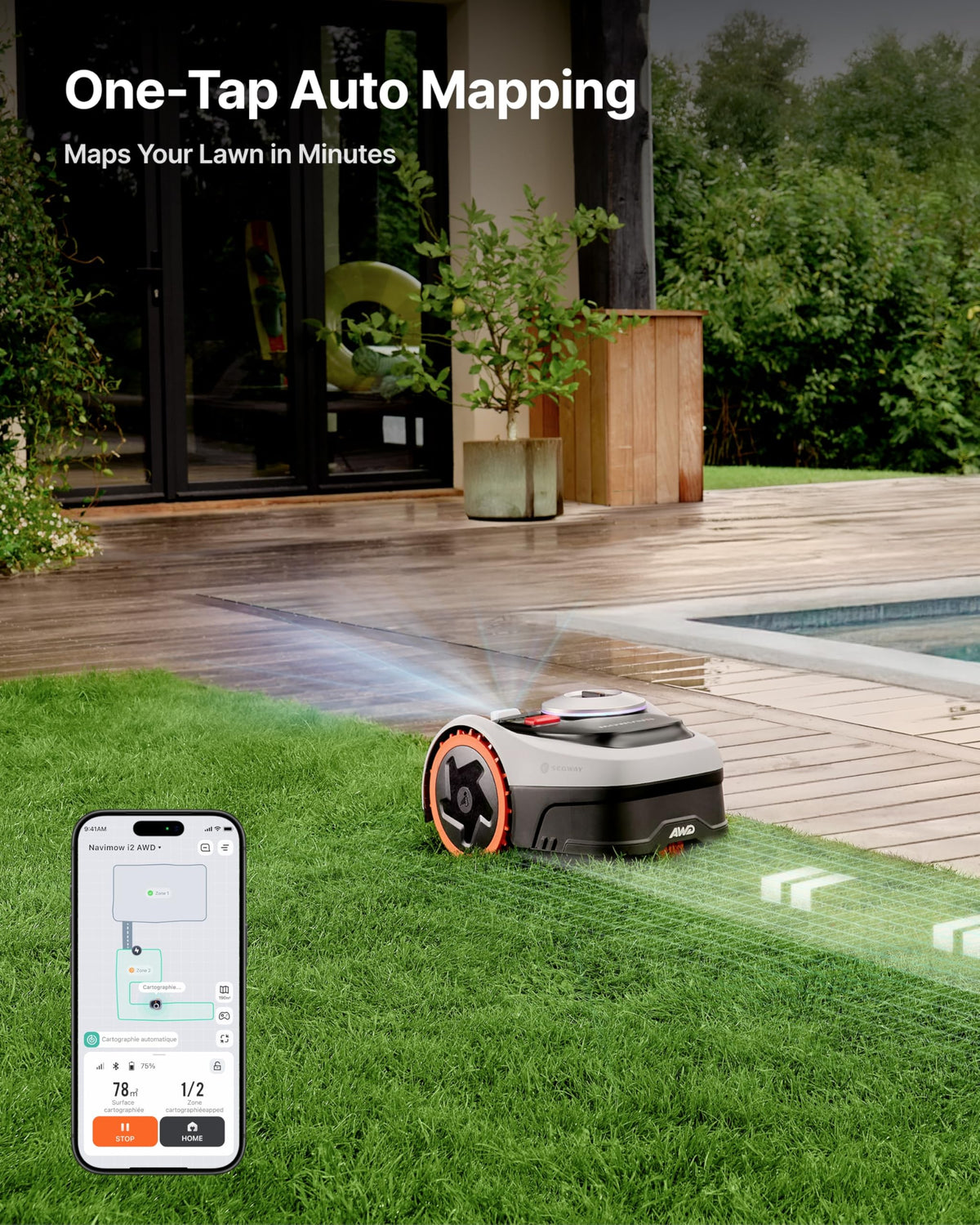 NAVIMOW i206 AWD manages up to 20 zones for optimized lawn coverage