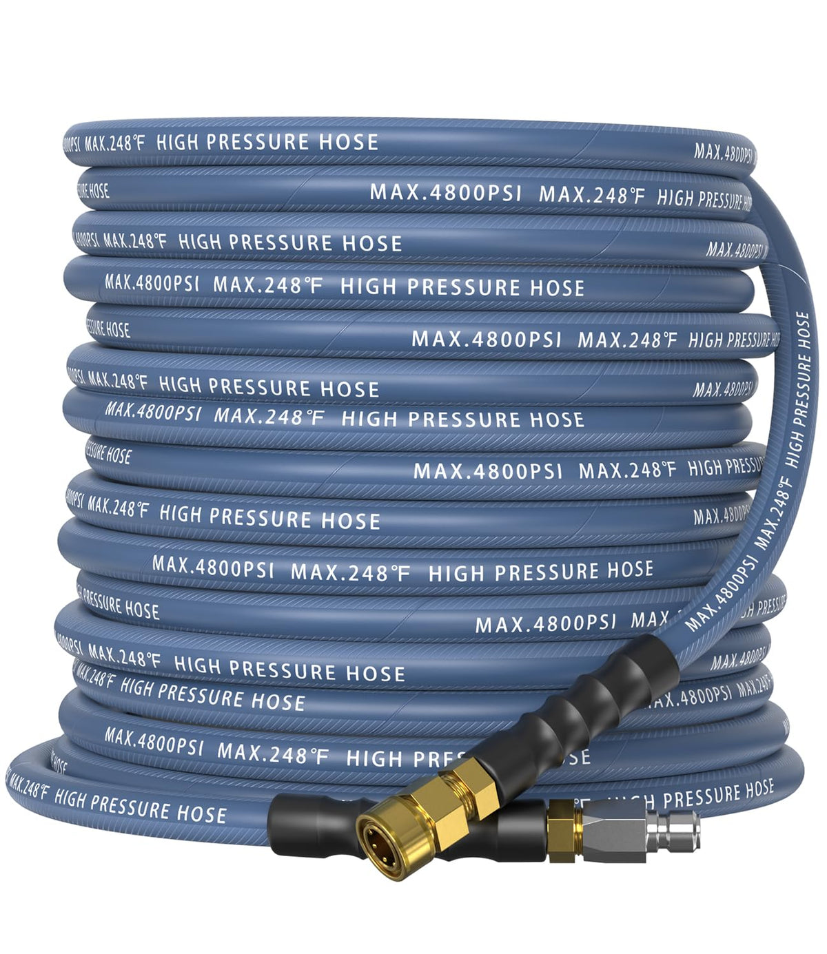 NAVOHEVEN 3/8-inch ID hose coiled for 50 ft reach and flexibility