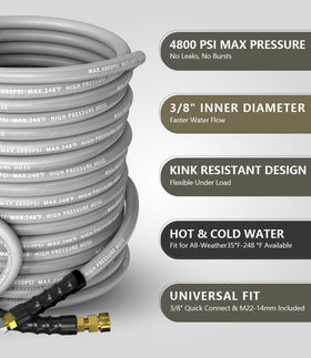 NAVOHEVEN steel braid 3/8-inch hose highlighting flexibility and durability
