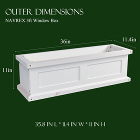 NAVREX wall-mount window box in fir wood for durable outdoor display