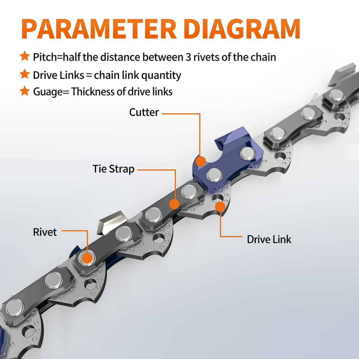 NAWIN .043 gauge chain with durable teeth for efficient cuts