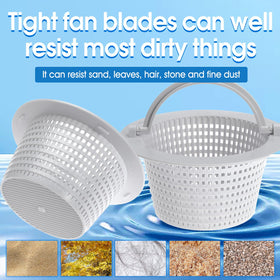 Nayciiy skimmer basket in use catching leaves and debris.