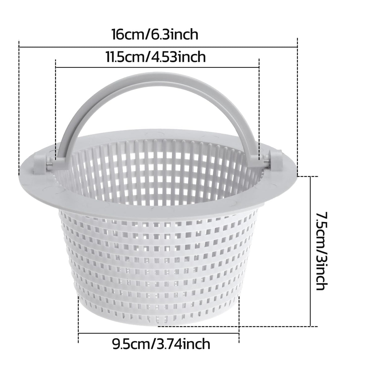 Nayciiy thru-wall skimmer basket with handle filters debris efficiently.