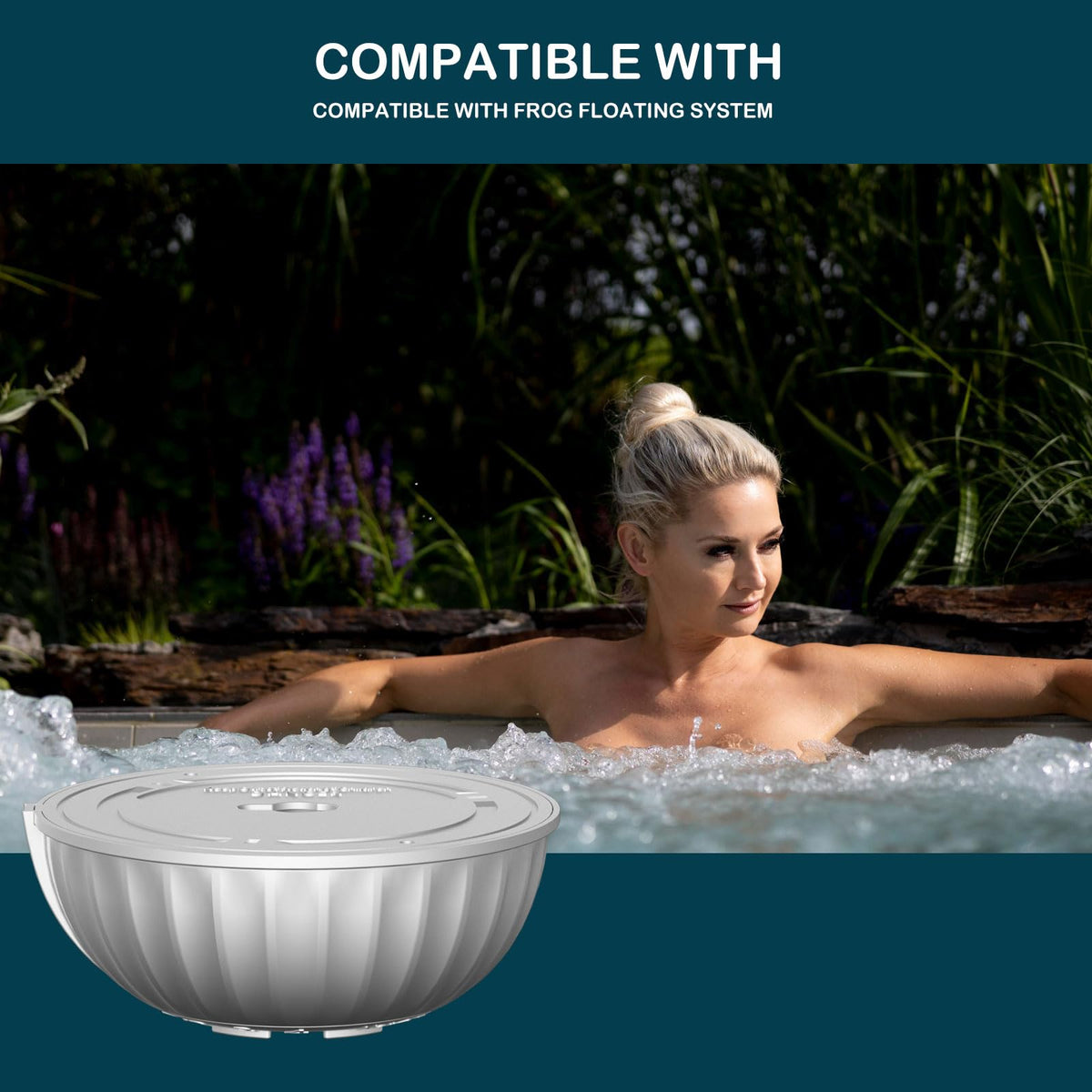 Nayoku packaging shows easy installation in a hot tub.