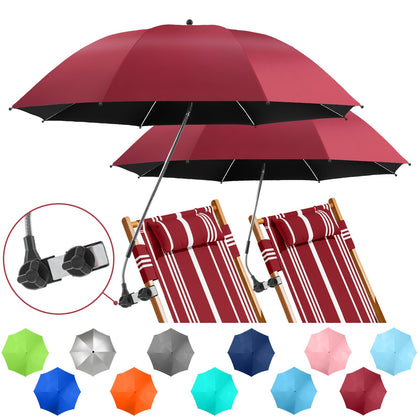 NBtoUS 2-pack chair umbrella attached to a garnet-red chair provides instant shade.