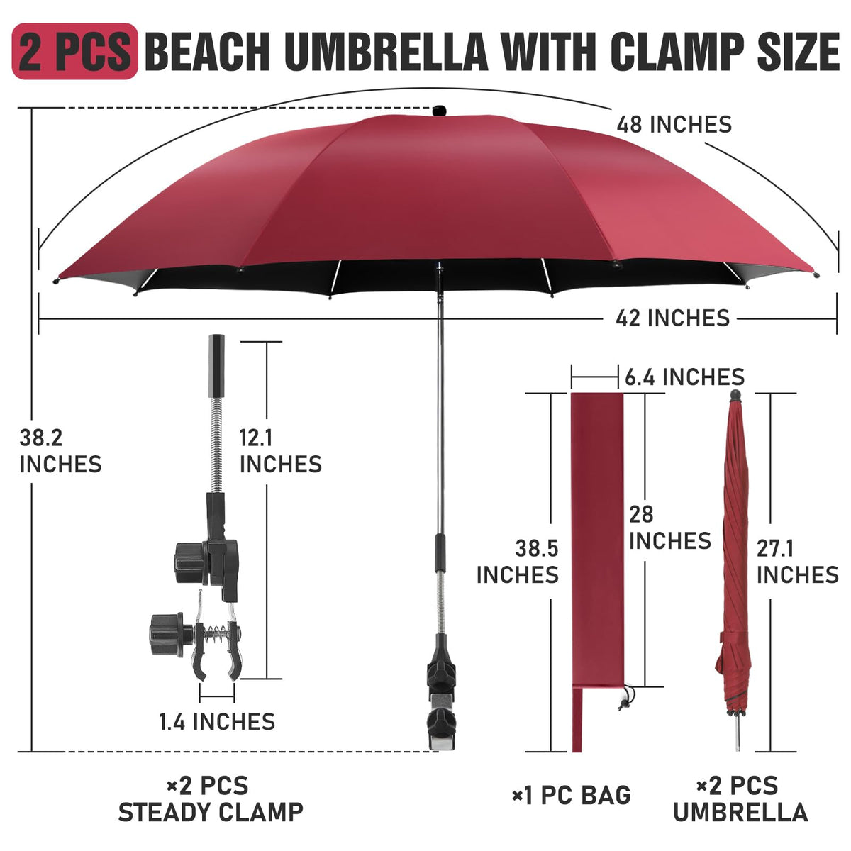 NBtoUS carbon fiber ribs keep the umbrella sturdy and wind-resistant.