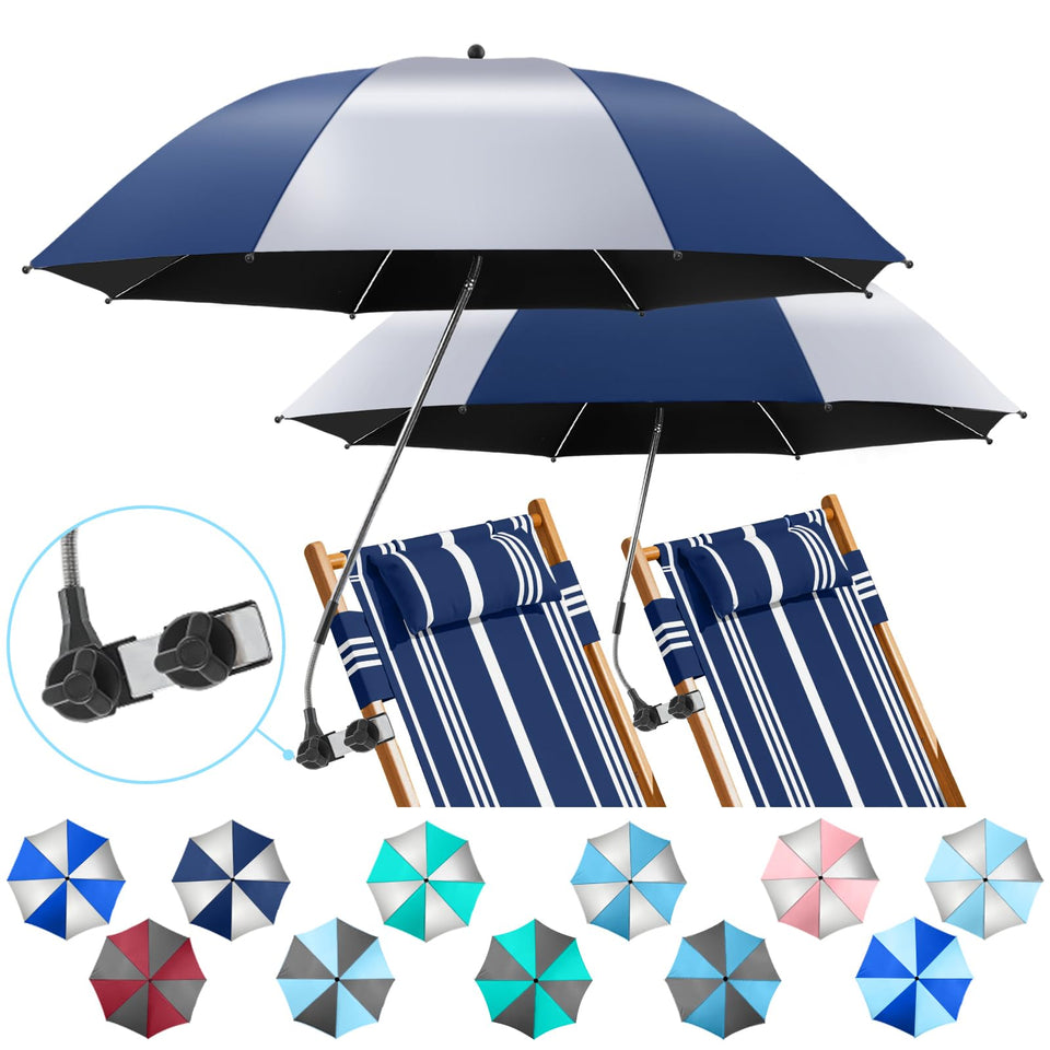 NBtoUS 2-pack chair beach umbrella clamp in action for easy sun protection.