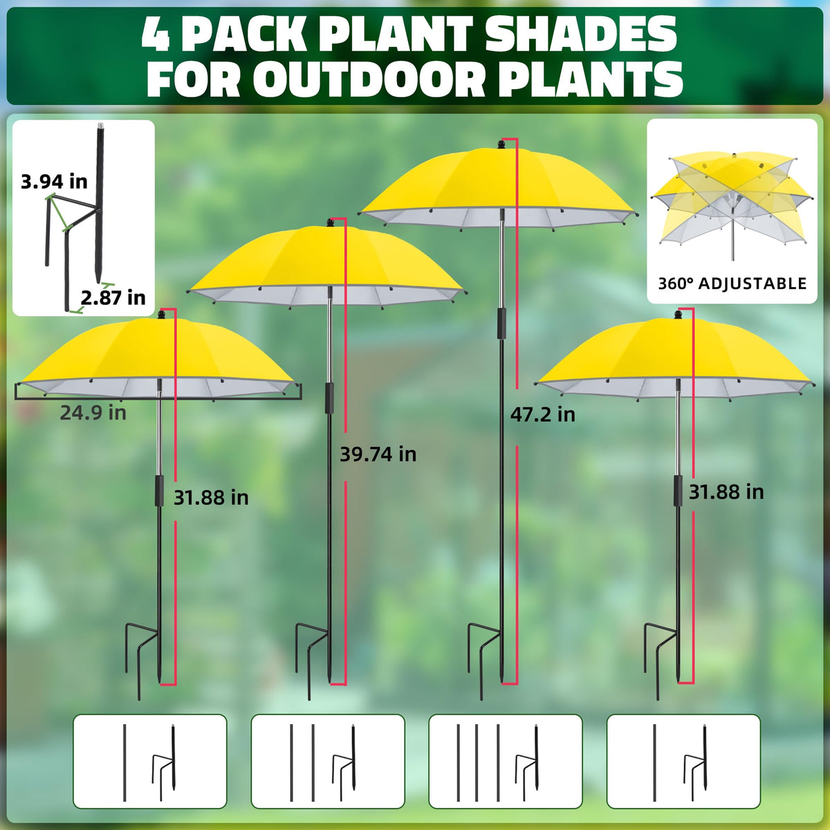 Easy setup with 3D stakes and no tools required.