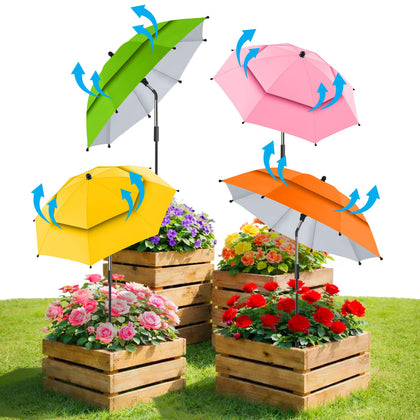 NBtoUS plant umbrella outer view with double canopy provides cooler shade for potted plants