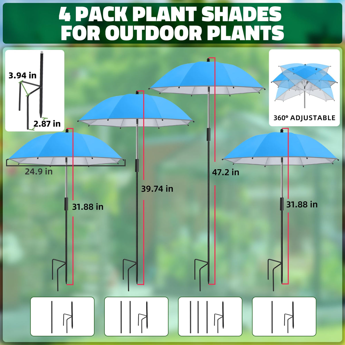 NBtoUS plant umbrella with reflective strip edge visible at night for safety.