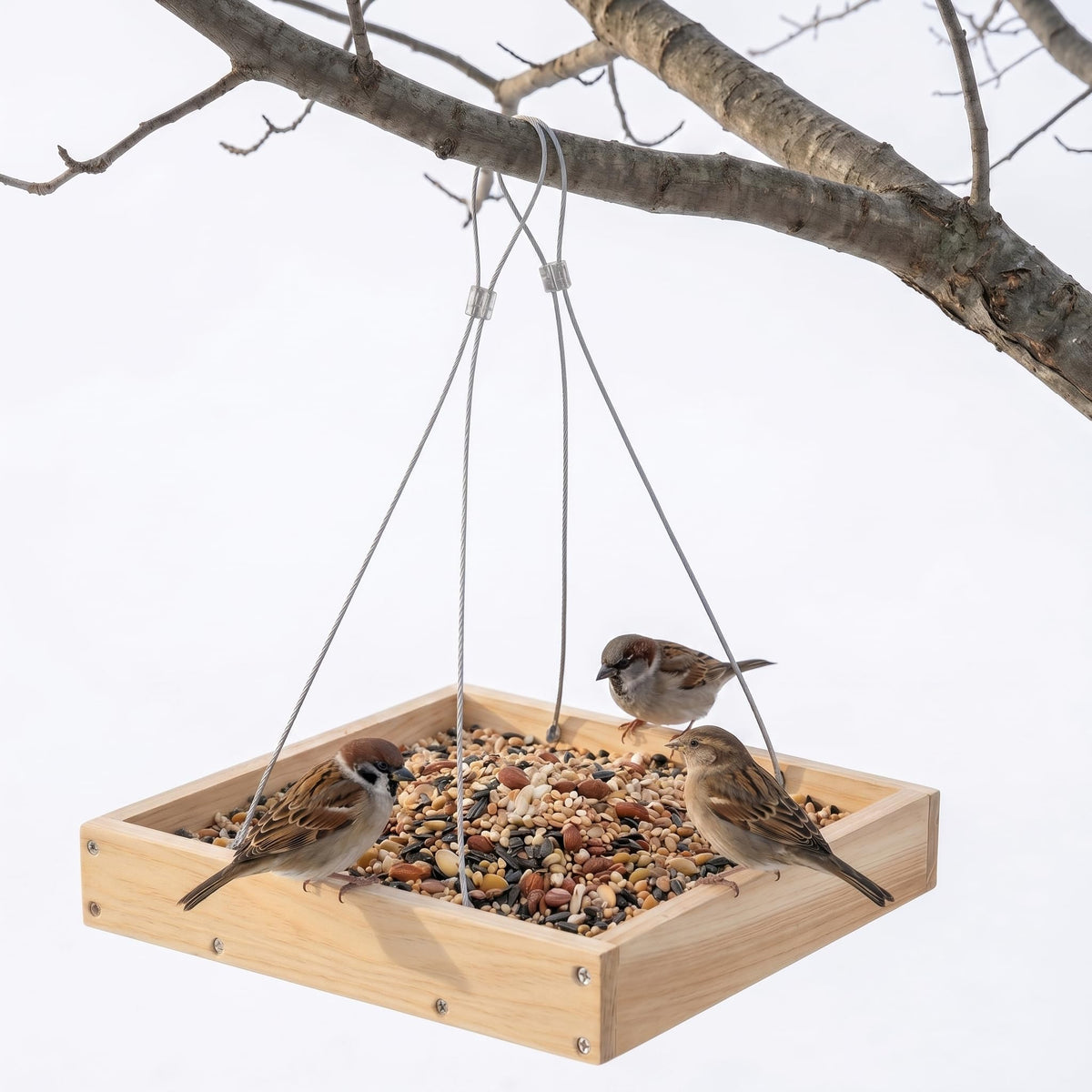 nclongshengsheng lightweight wooden platform feeder tray offers easy refilling for busy backyard birds