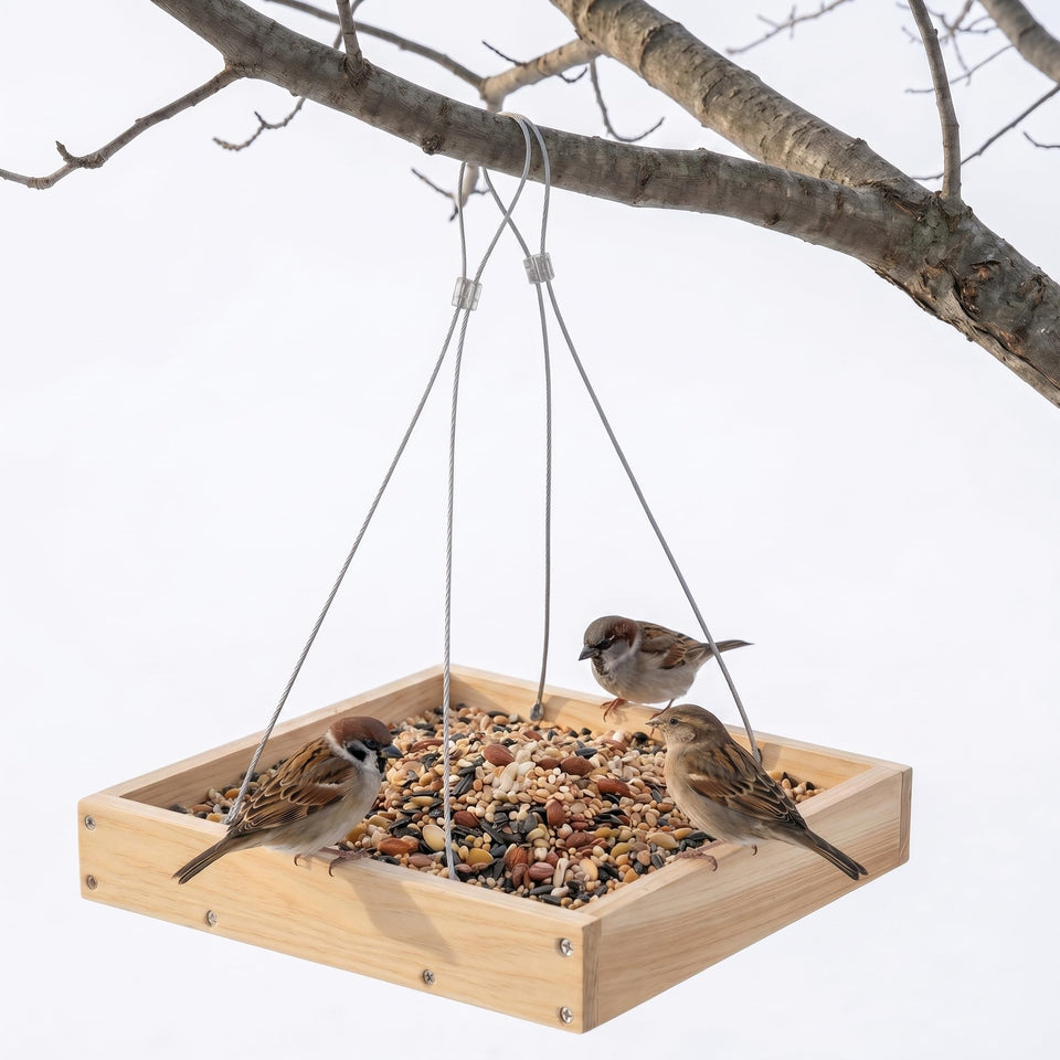 nclongshengsheng lightweight wooden platform feeder tray offers easy refilling for busy backyard birds