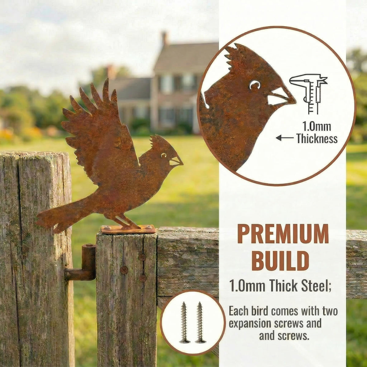 Nclongshengsheng rusty cardinal alert silhouette adds focal point on trees or posts.