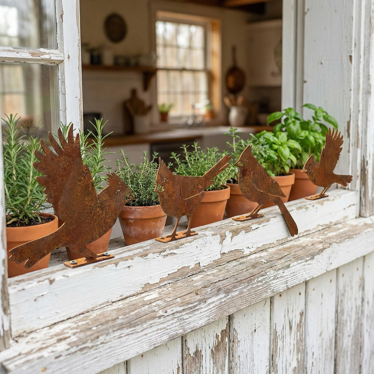 Nclongshengsheng fence display cardinal silhouette showcases versatile garden decor outdoors.