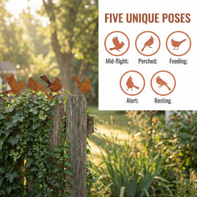 Nclongshengsheng rusty cardinal resting silhouette offers quiet charm on patio furniture.