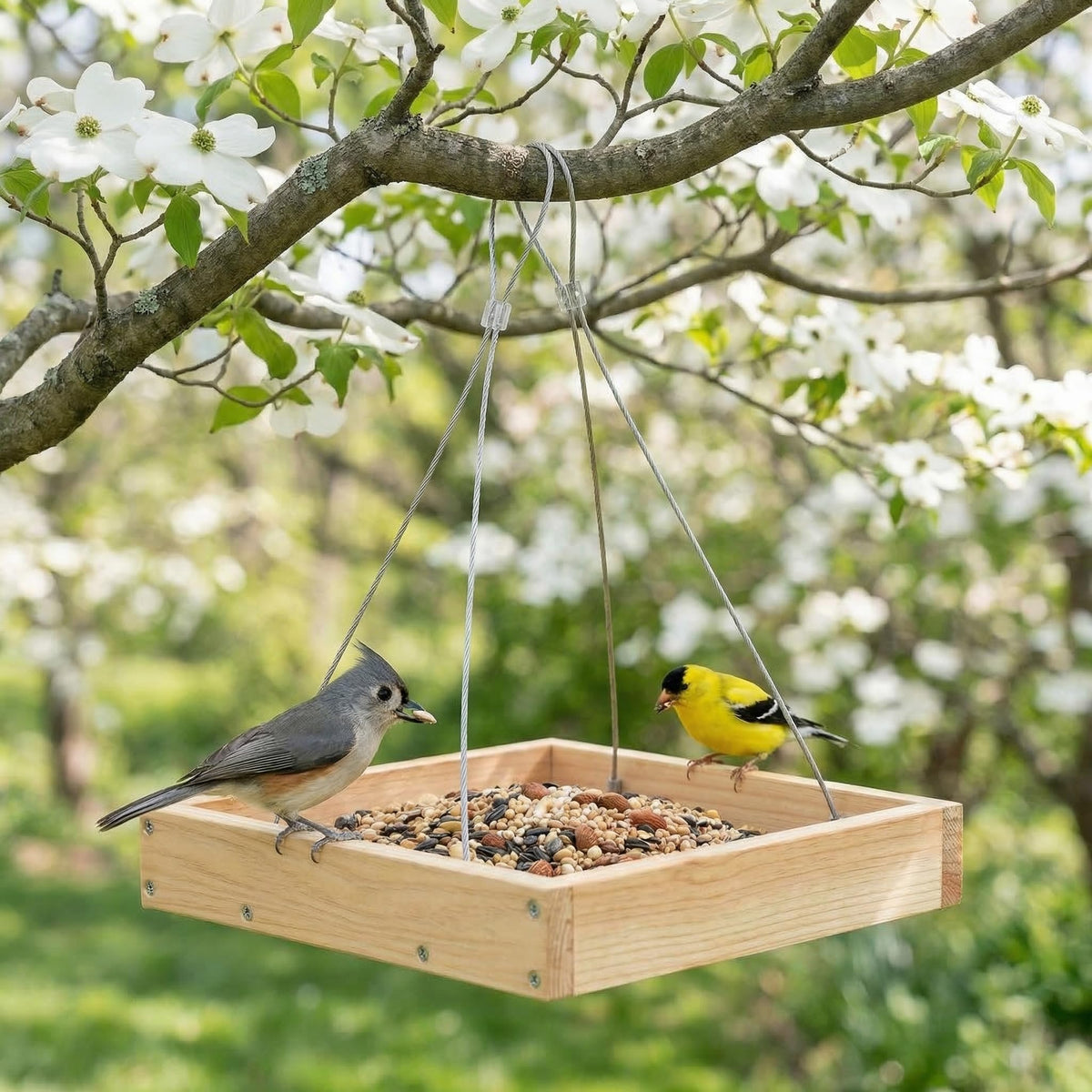 nclongshengsheng weather-resistant pine feeder withstands sun and rain for year-round use
