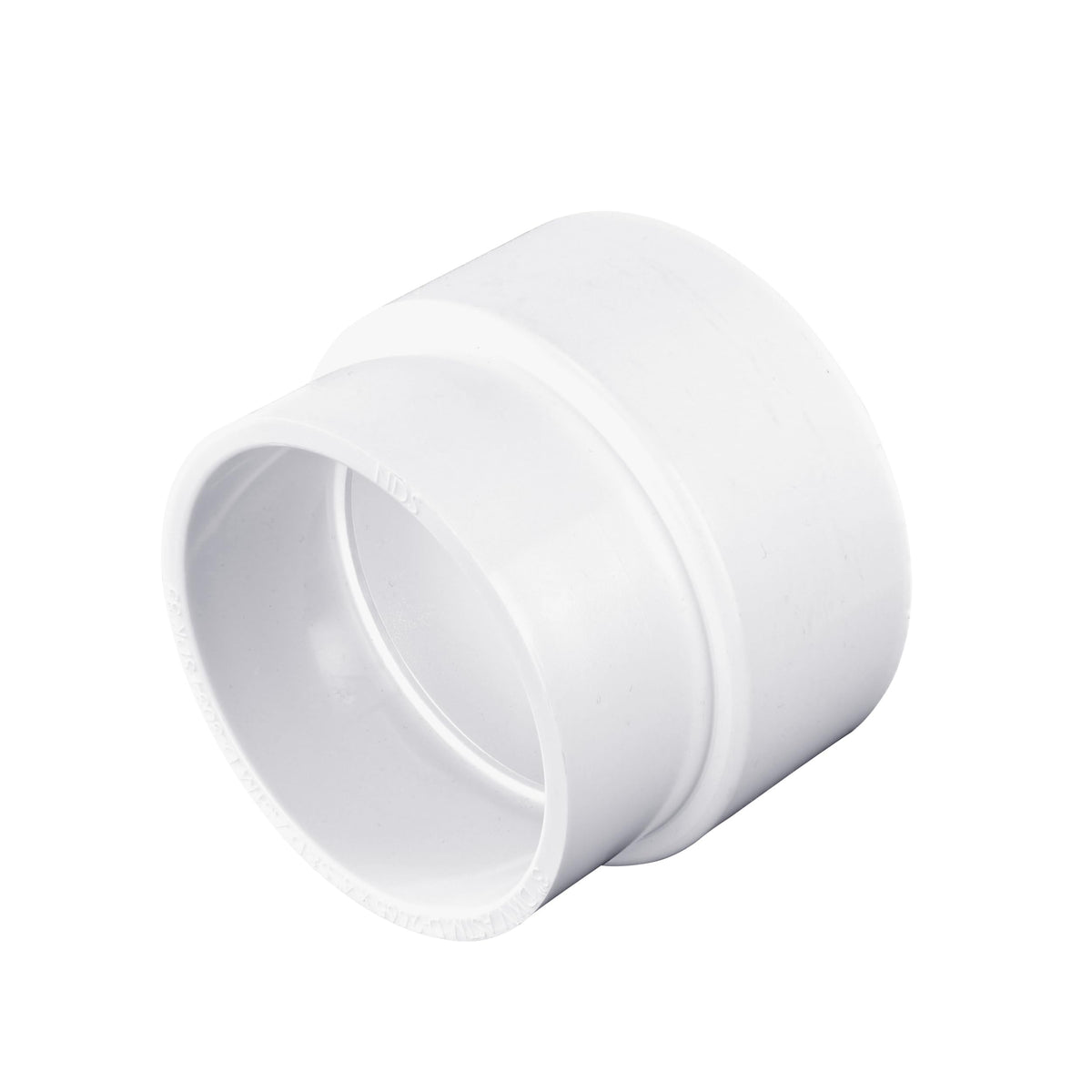 NDS 3P12 PVC increaser reducer adapter illustrating 3-to-4 inch transition for DWV systems