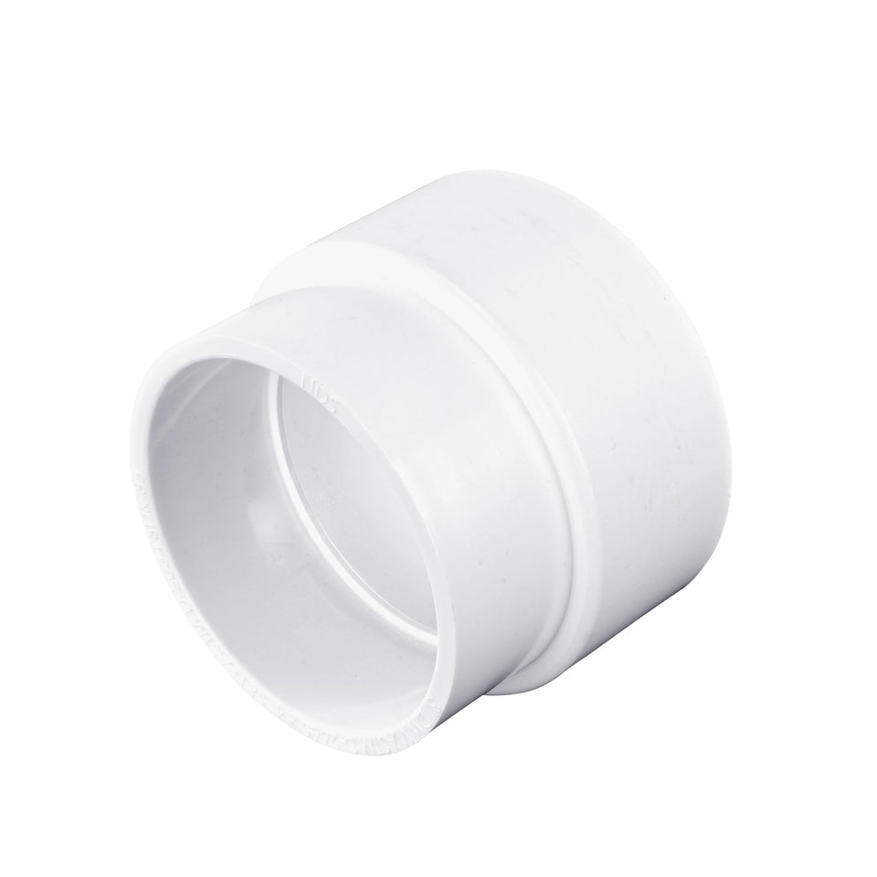 NDS 3P12 PVC increaser reducer adapter illustrating 3-to-4 inch transition for DWV systems