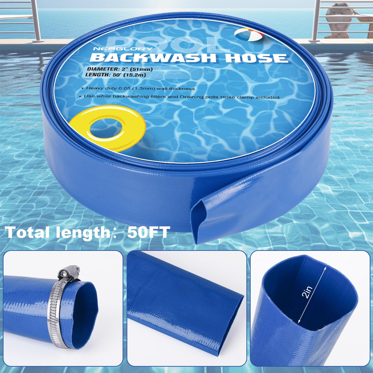 NEAGLORY clamps for secure backwash hose installation