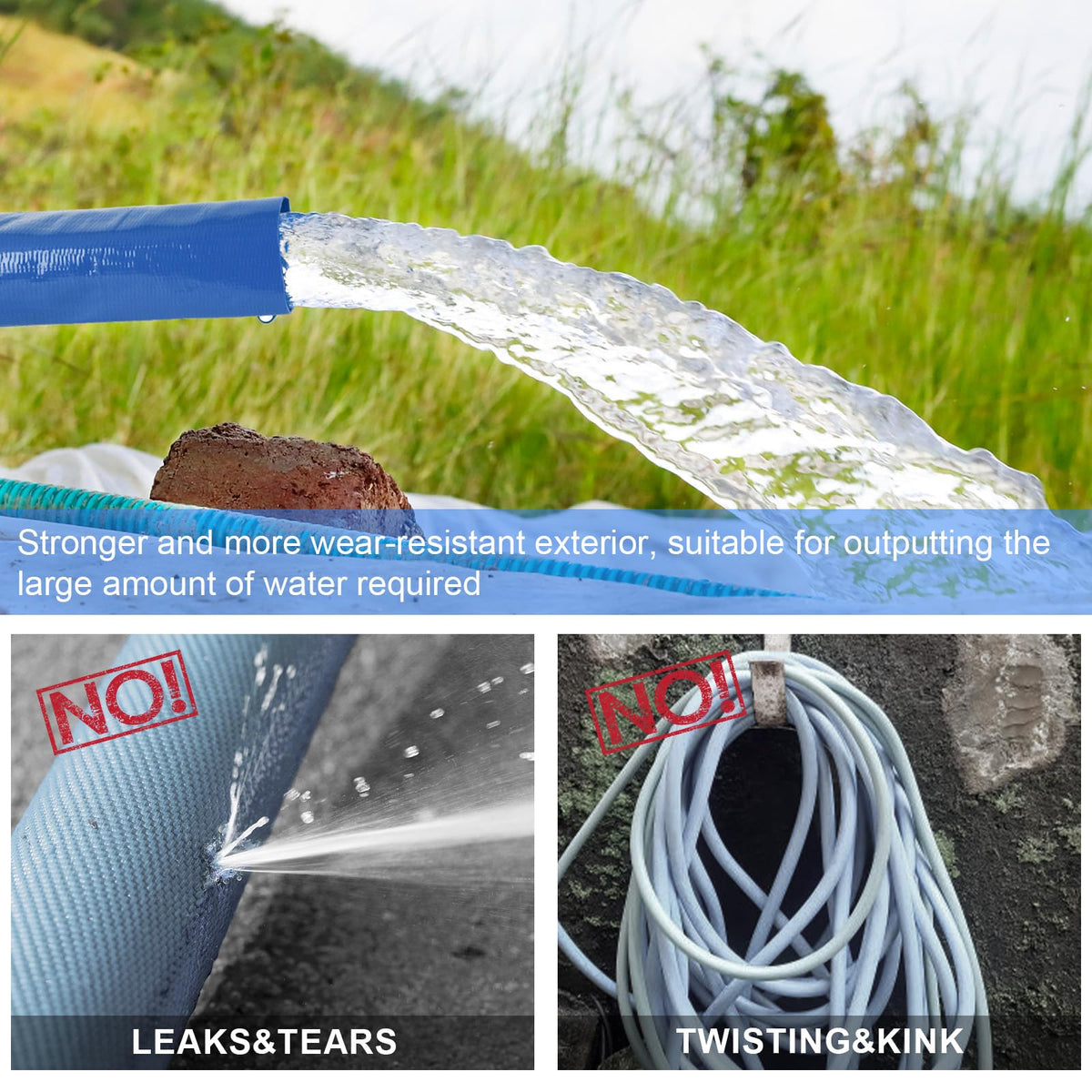 NEAGLORY flat collapsible backwash hose for compact storage