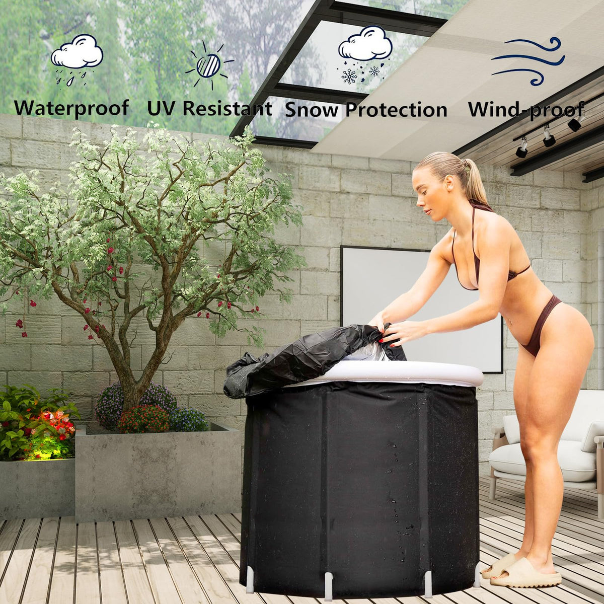 NEAMVCT durable outdoor cover keeps ice bath clean.
