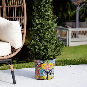 Nearly Natural Talavera planter not food safe, decorative centerpiece option.