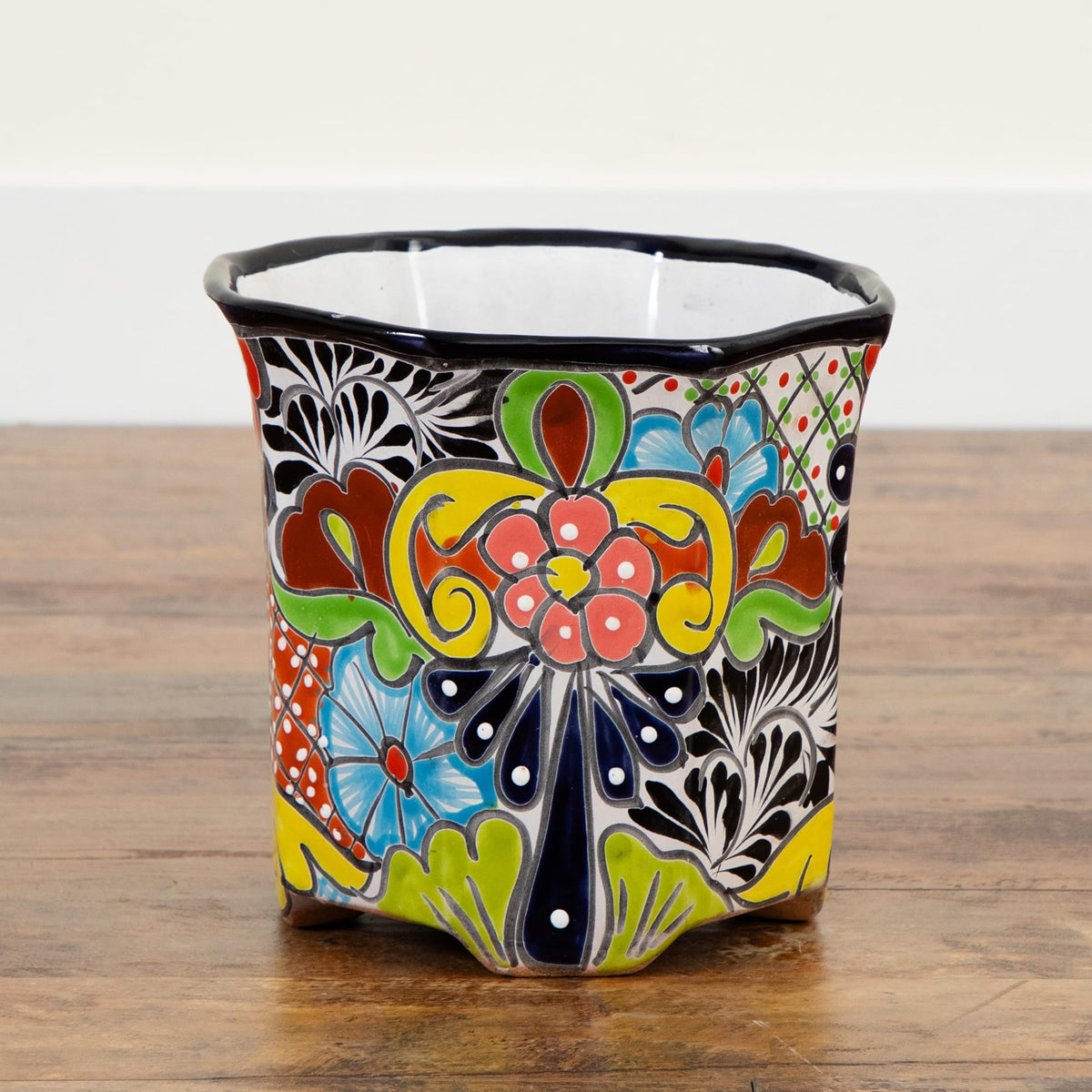 Nearly Natural Talavera planter featuring bold patterns, great for indoor accents.