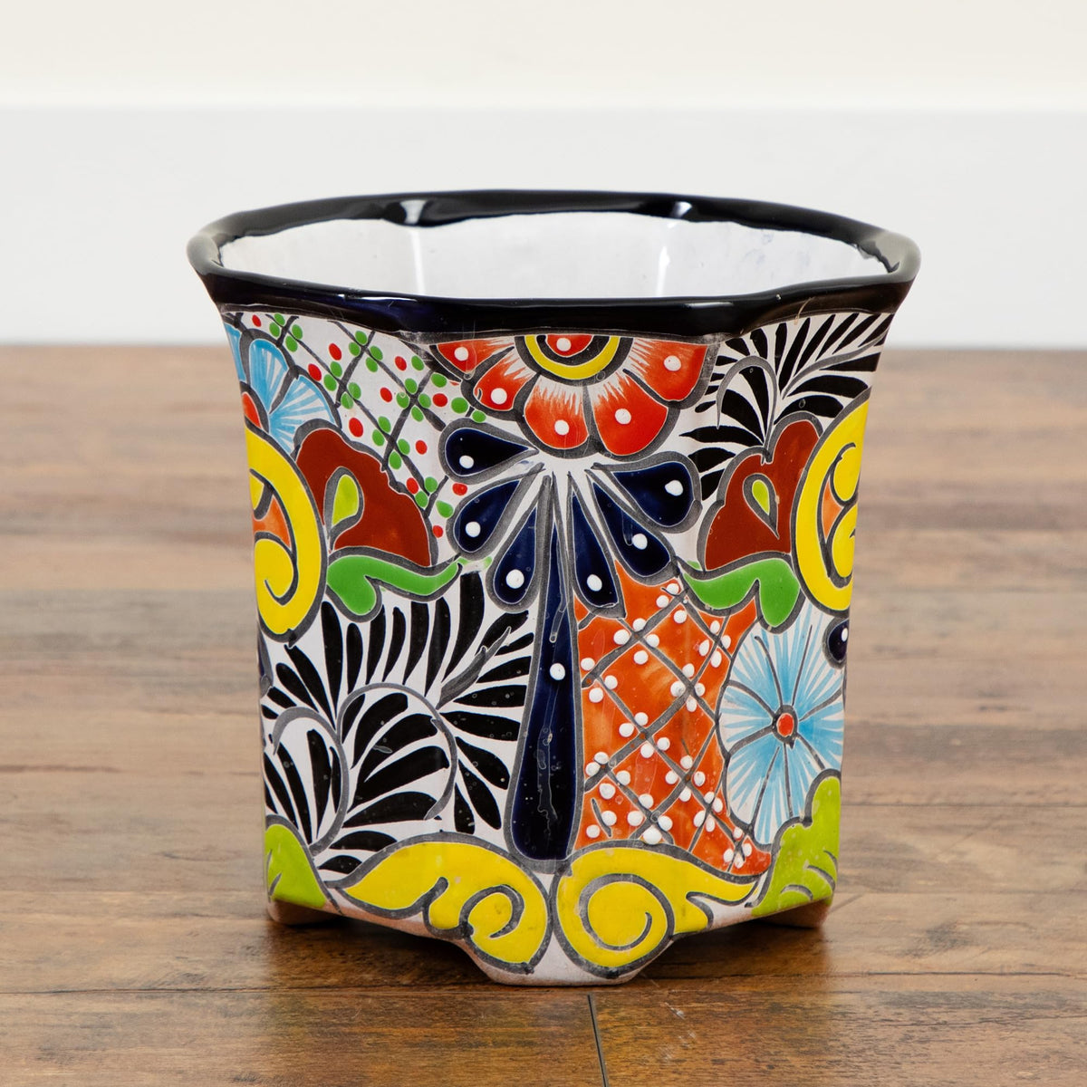 Nearly Natural Talavera planter for indoor/outdoor use, durable ceramic display.