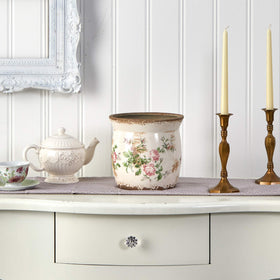 Nearly Natural Tuscan ceramic floral planter empty display demonstrates versatile styling options