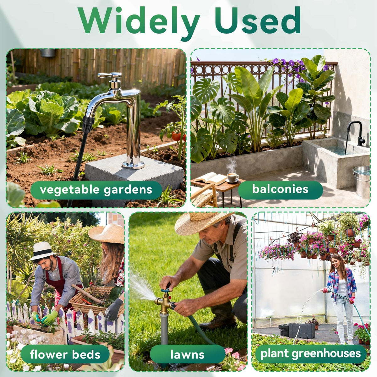 NEATABY faucet to tubing compatibility image shows quick irrigation connections.
