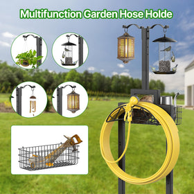 neatevday garden hose holder with two hooks for sprayers and gloves