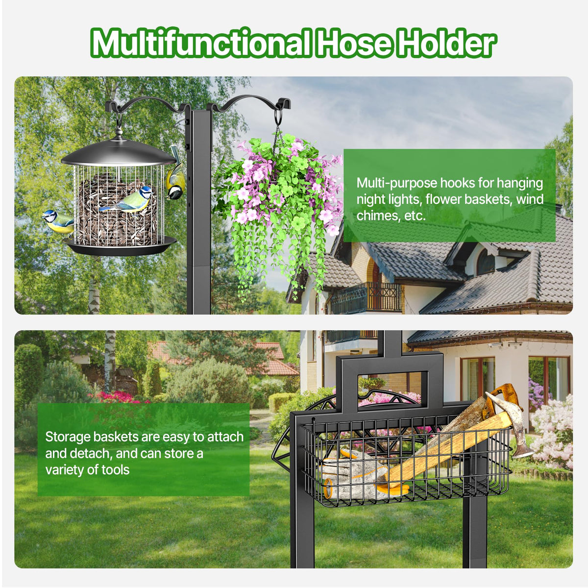 neatevday heavy-duty metal hose holder withstands sun and rain