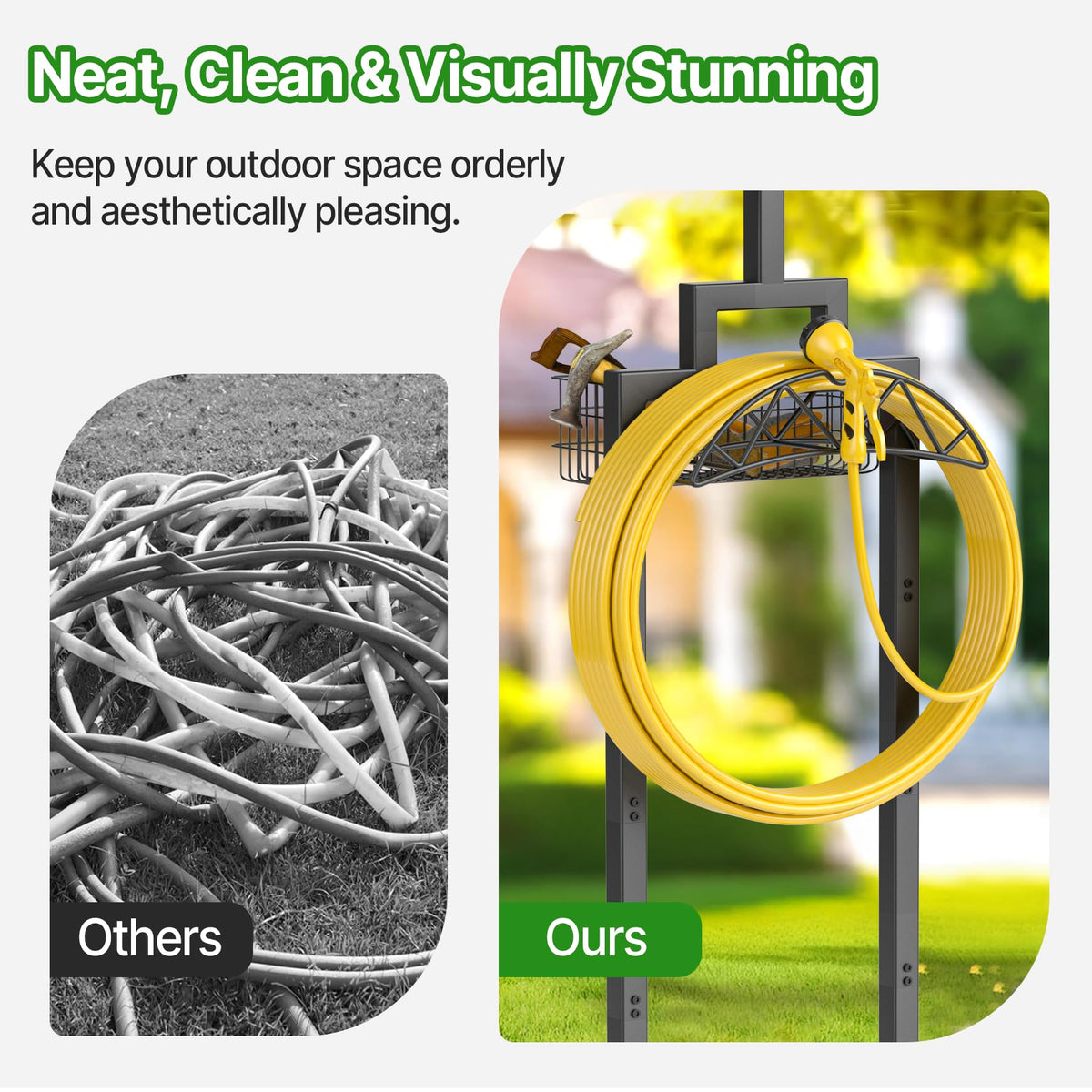 neatevday 80-inch tall hose holder offers stable support in the yard