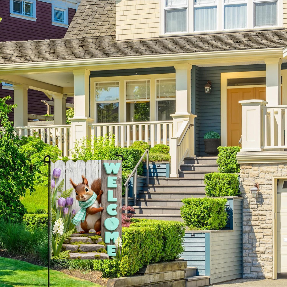 NebuIuxe green-ferns-white-hyacinths-enhanced garden scene adds depth and freshness.
