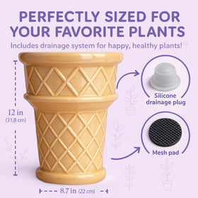 Nebula Colors gift-ready ice cream cone planter, perfect for plant lovers